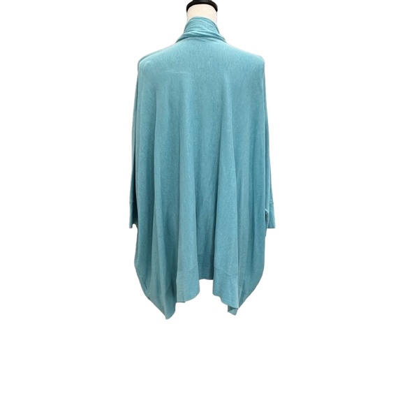 MINNIE ROSE AQUA BLUE OVERSIZED OPEN SHORT SLEEVE COTTON CARDIGAN - Picture 4 of 14